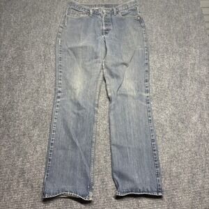 Mens Classic Blue Denim Jeans Straight Leg Button Fly Casual Pants Size‎ 32x30